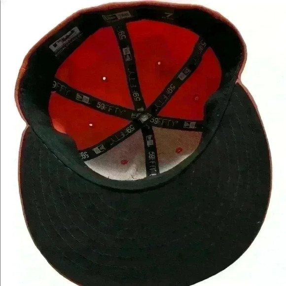 Miami Marlins 2017 MLB New Era Authentic On-Field Road 59FIFTY Fitted Hat-Orange - Picture 3 of 3